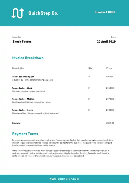 Commercial Rent Invoice Template