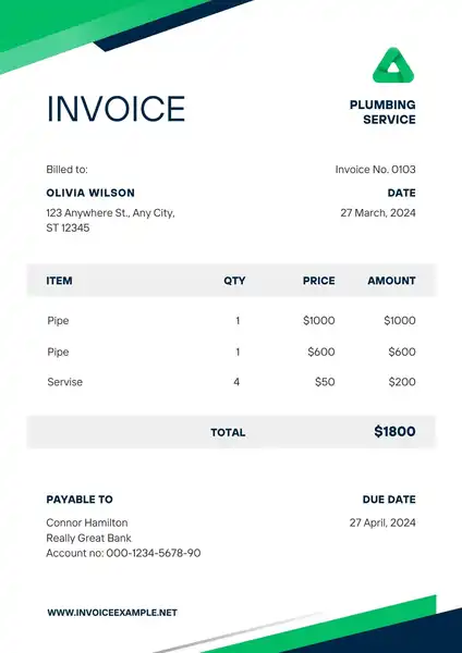 Plumbing Invoice Template excel