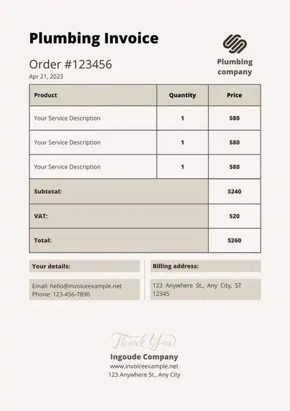 Plumbing Invoice Template uk