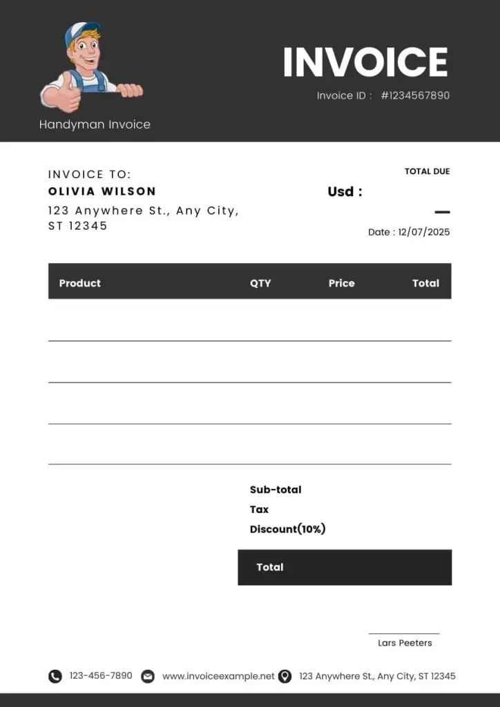 Handyman Invoice Template 01