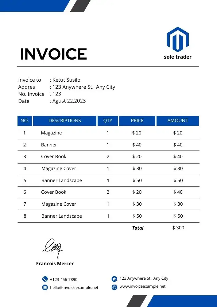 Why use sole trader invoice template word?