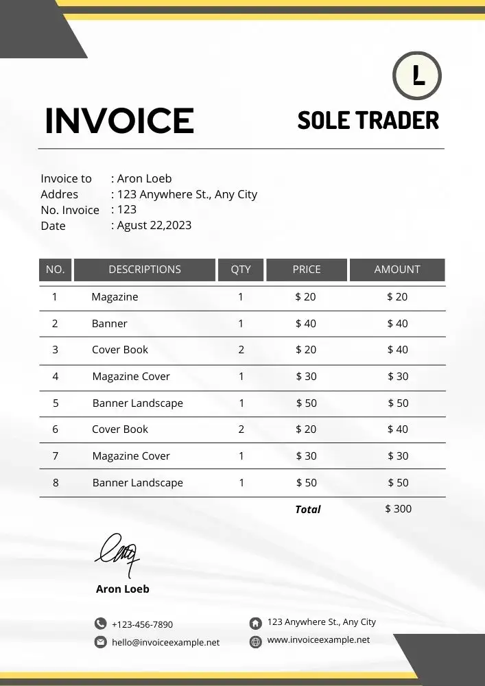 What Should Be on Sole Trader Invoice Template?