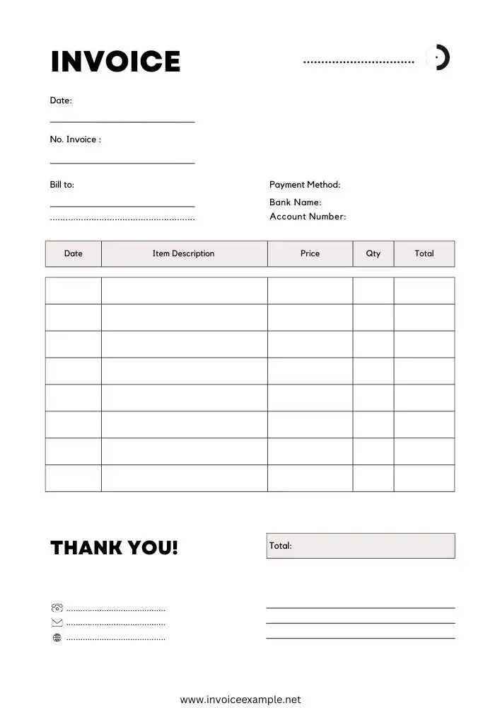 Types of Free Blank Printable Invoice Template
