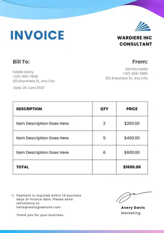 Free Consultant Invoice Template Excel 03
