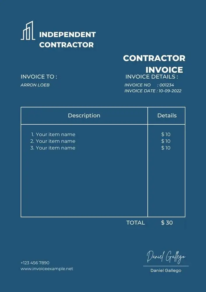 Free Independent Contractor Invoice Template Word and Excel 02