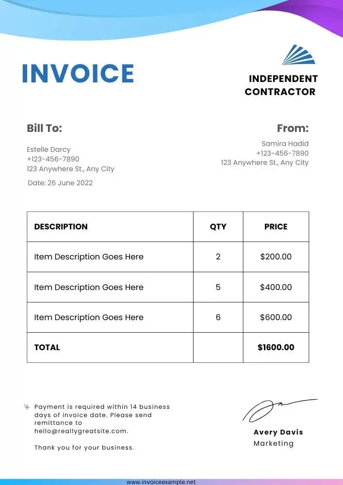 Free Independent Contractor Invoice Template Word and Excel 05