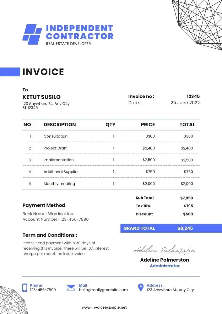 Free Independent Contractor Invoice Template Word and Excel 06
