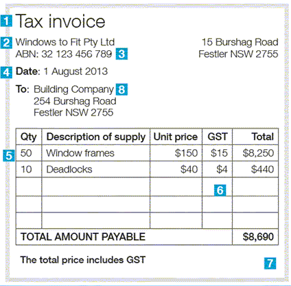 Australian Tax Invoice Template Excel
