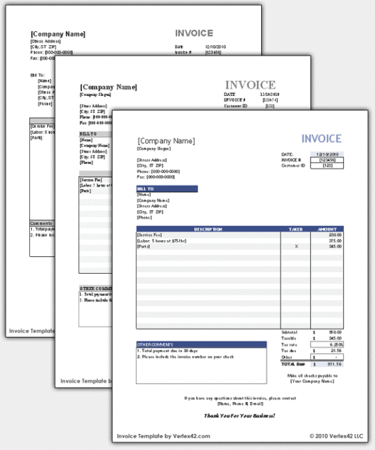 Excel Invoice Templates Free Download | Business Plan Template
