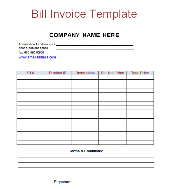Doc.#9361211: Billing Invoice Template Word Invoice Templates 
