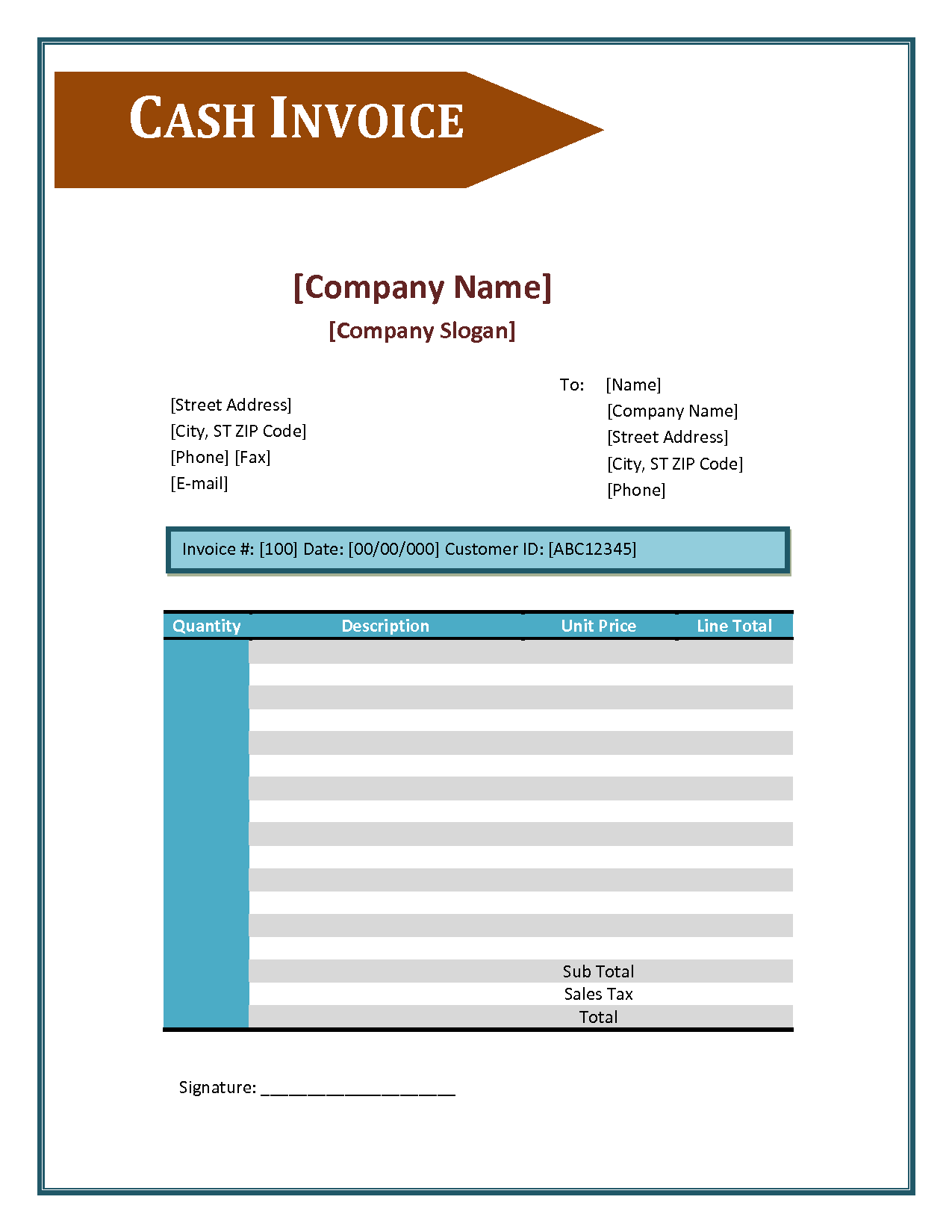 Cash Invoice Template Excel DocTemplates