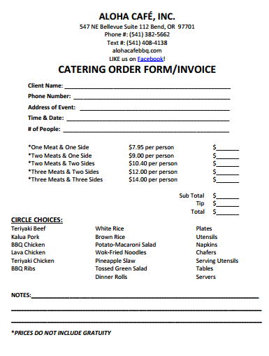 28 Catering Invoice Templates Free Download Demplates