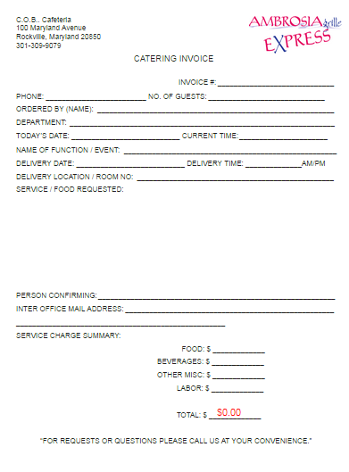 28 Catering Invoice Templates Free Download Demplates 28 Catering Invoice Templates Free Download Demplates