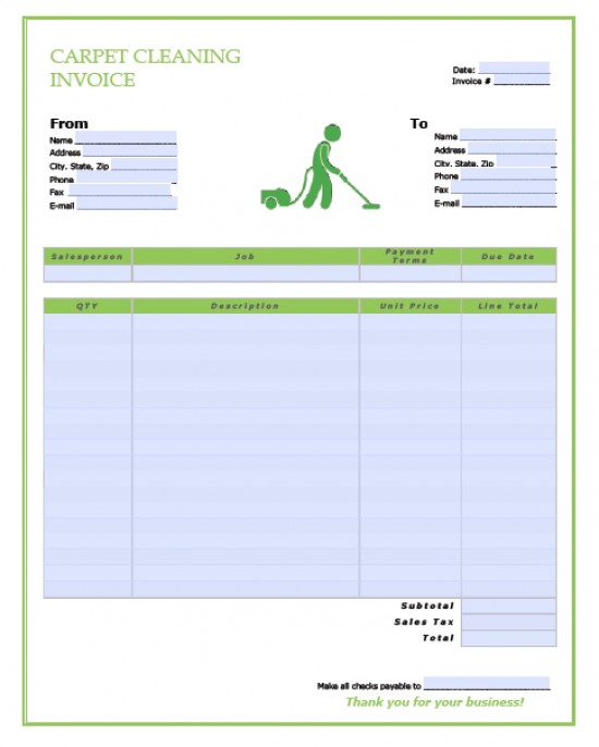 Free Carpet Cleaning Service Invoice Template | Excel | PDF | Word 