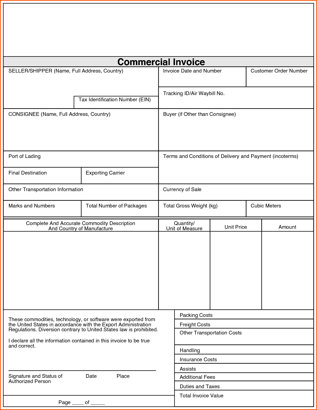 12 Commercial Invoice Template Pdf Denial Letter Sample Templates 