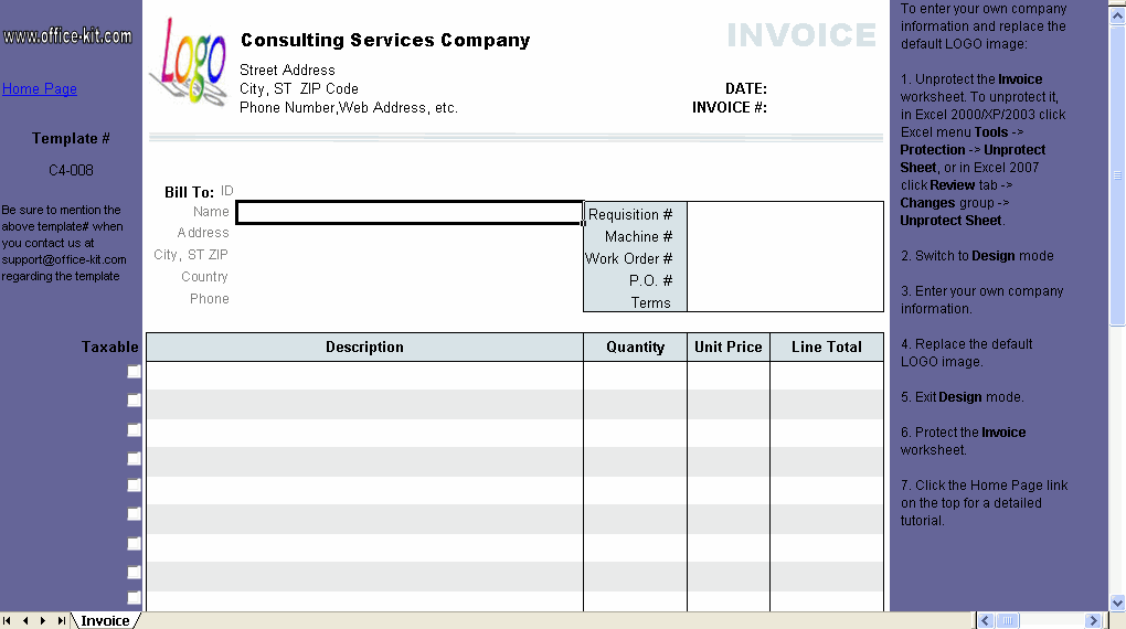 consultant invoice template excel