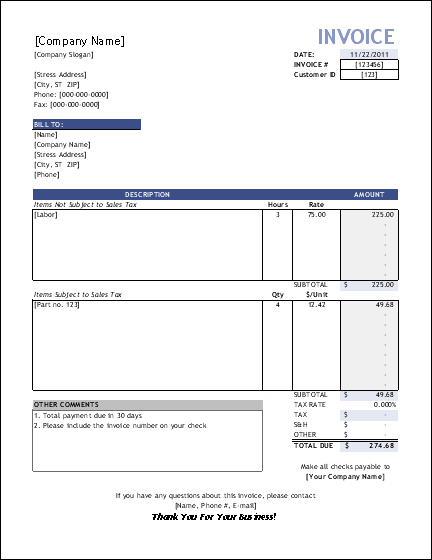 Excel based Consulting Invoice Template Excel Invoice Manager