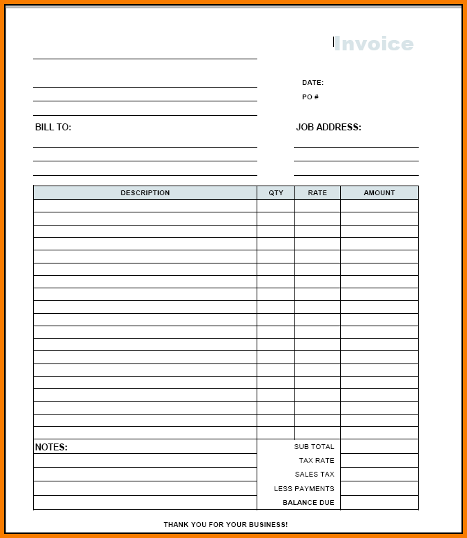 Invoice Template Contractor | printable invoice template