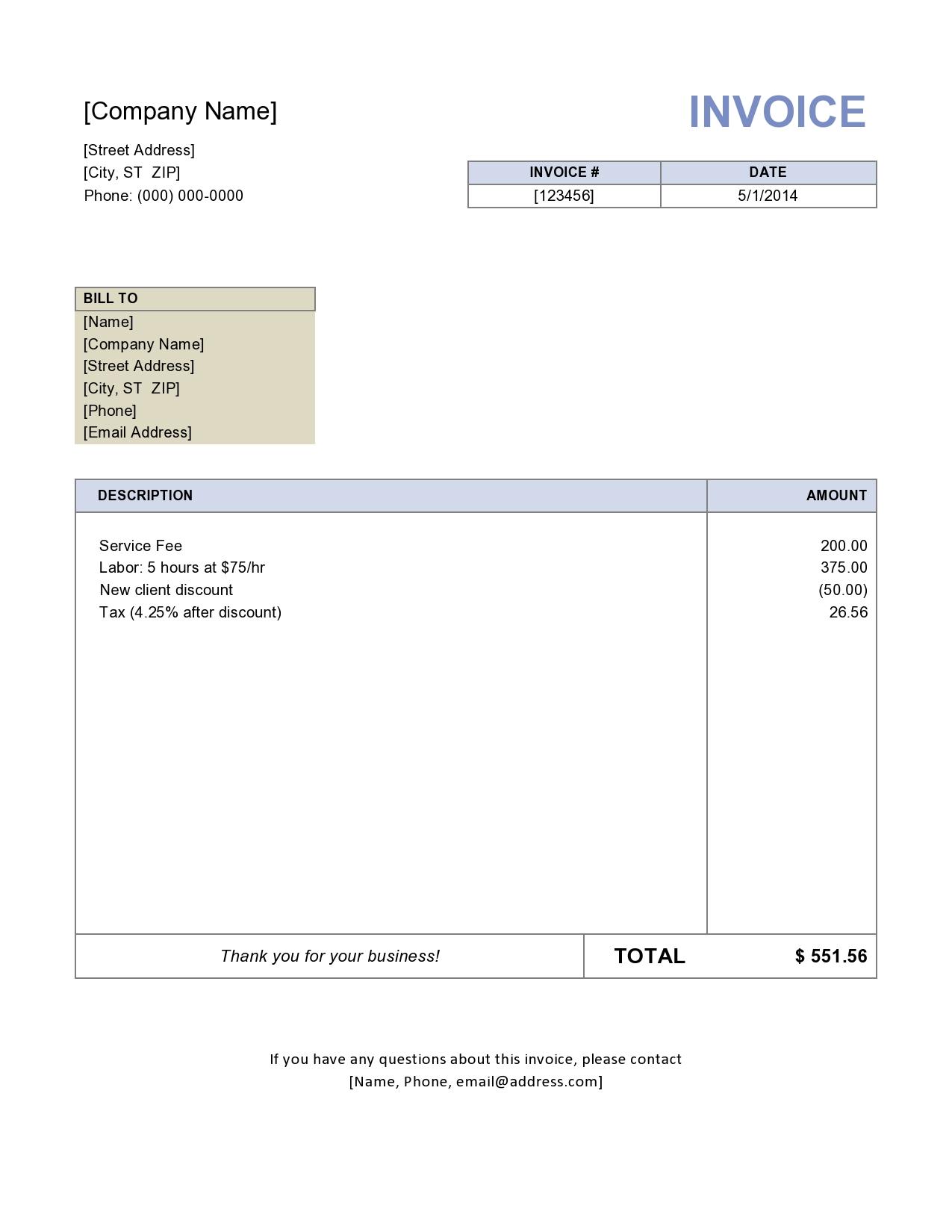 Commercial Invoice Template Word Doc