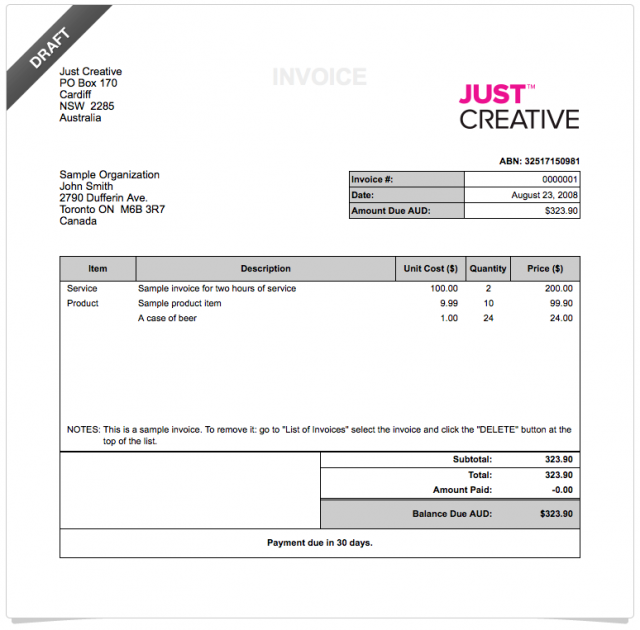 How to create a Professional deposit invoice template invoice example