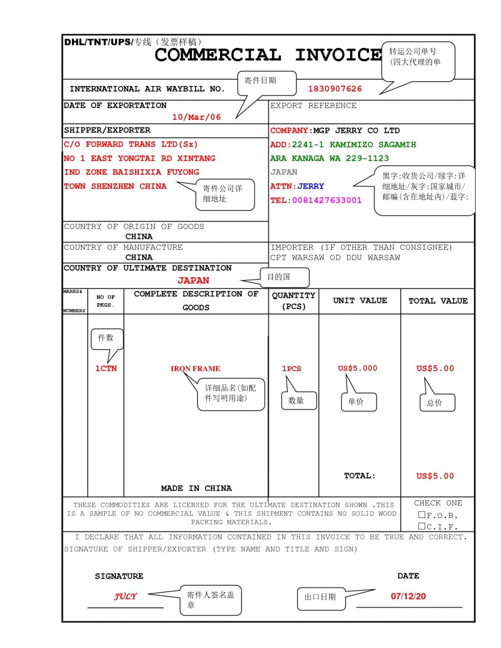Dhl Commercial Invoice Form Template DHL Invoice Invoic Commercial 
