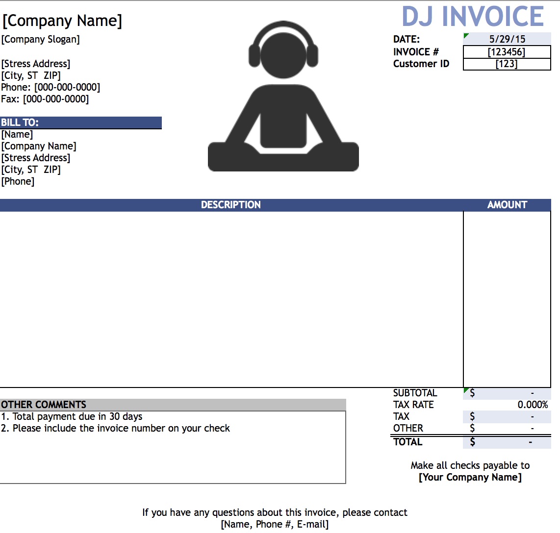 How to Make a Disc Jockey (DJ) Invoice | Excel | Word | PDF YouTube