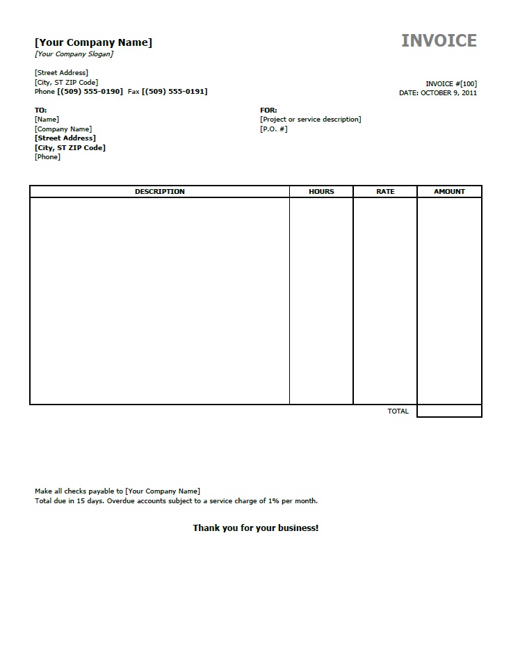 Electronic Invoice Template invoice example