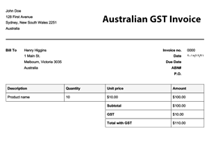 free invoice template australia