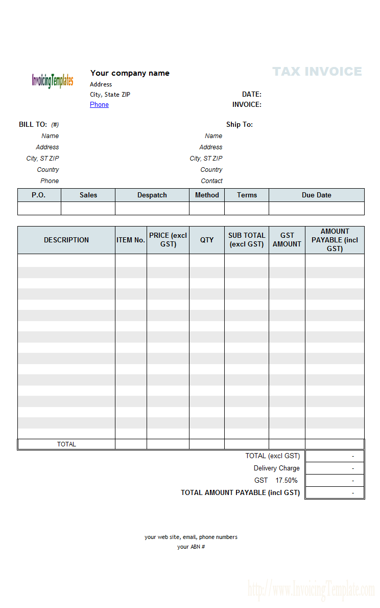 Business Templates Bill Format Sales Invoice Example Standard 