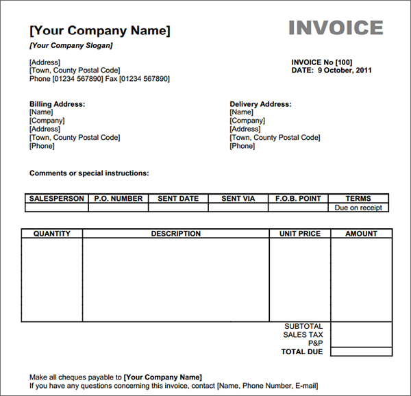 Invoice Template Uk Free Download Dhanhatban.info
