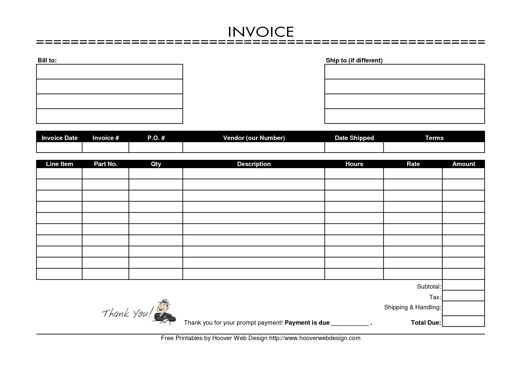 Blank Invoice Form Template Blank Invoice Form Template