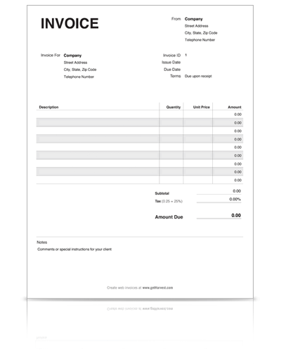 Blank Invoice Template Printable Blank Invoice Template Printable