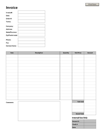 Printable Invoice Templates Printable Invoice Templates