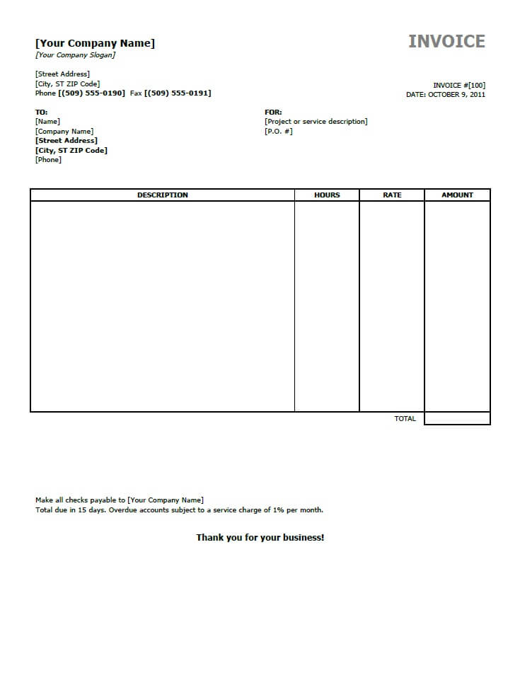 Simple Invoice Template for Excel Free