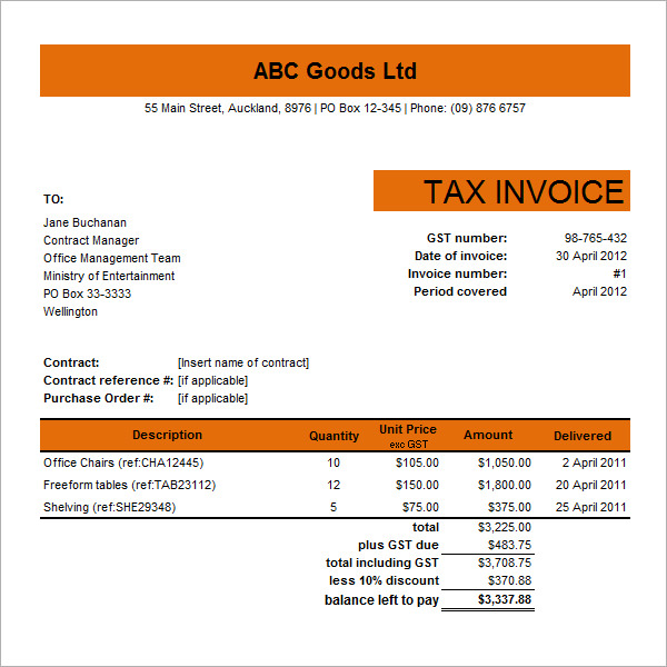 10+ Tax Invoice Templates Download Free Documents in Word, PDF 
