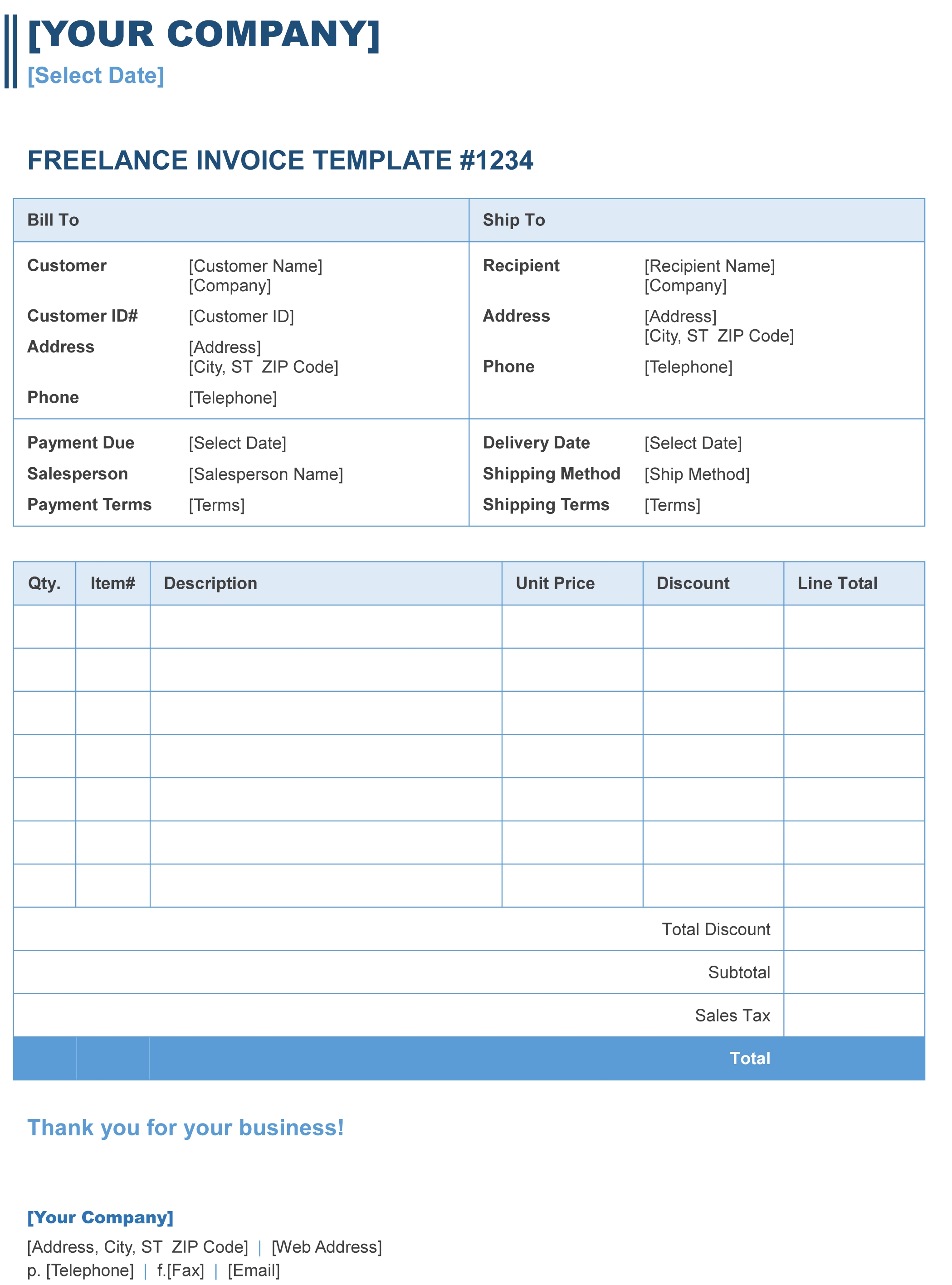 Free Printable Invoice Template Microsoft Word