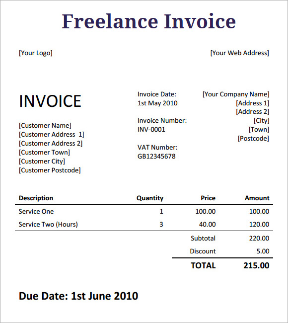 Invoice Template Design Receipt Ms Word Free 