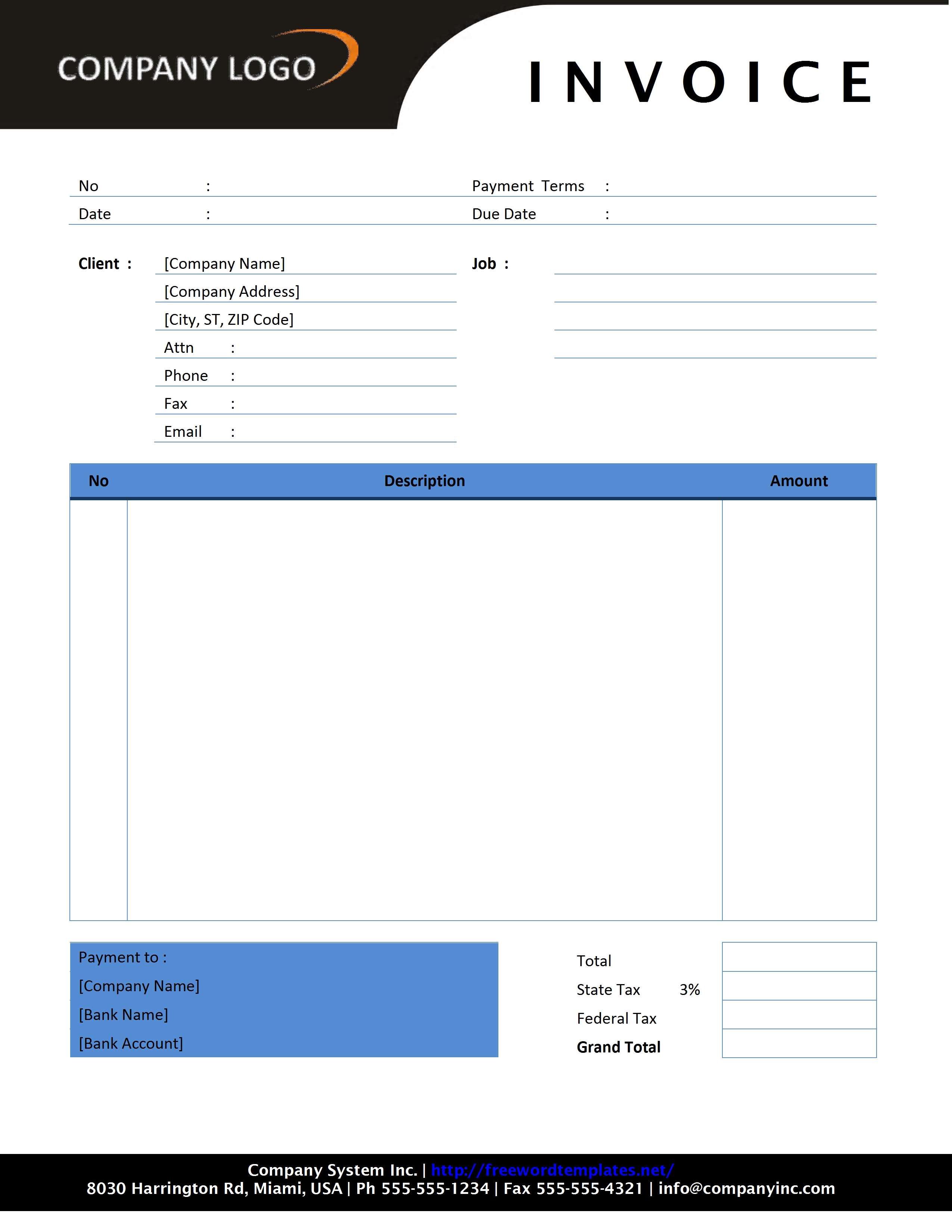 Written Invoice Template