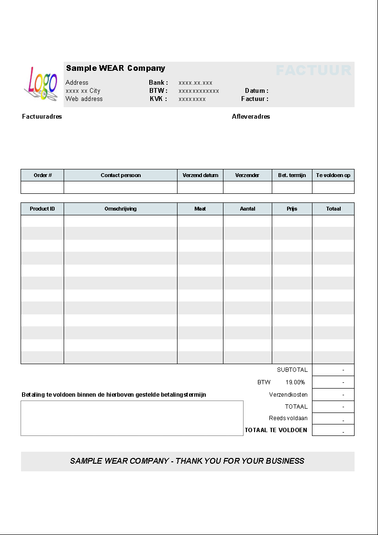 Hotel Invoice Template Download