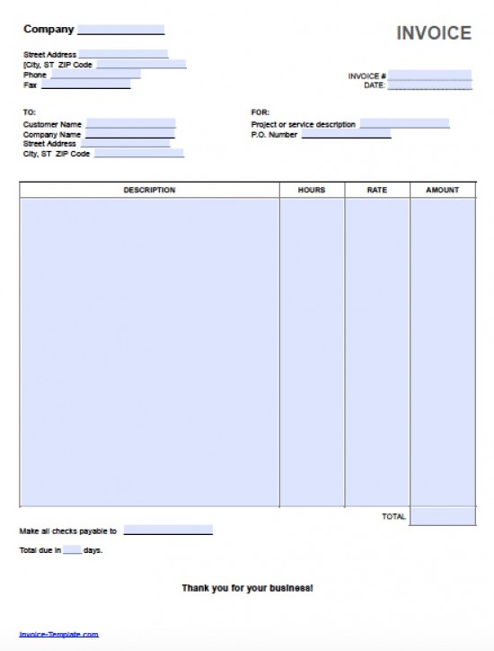 Free Hourly Invoice Template | Excel | PDF | Word (.doc)
