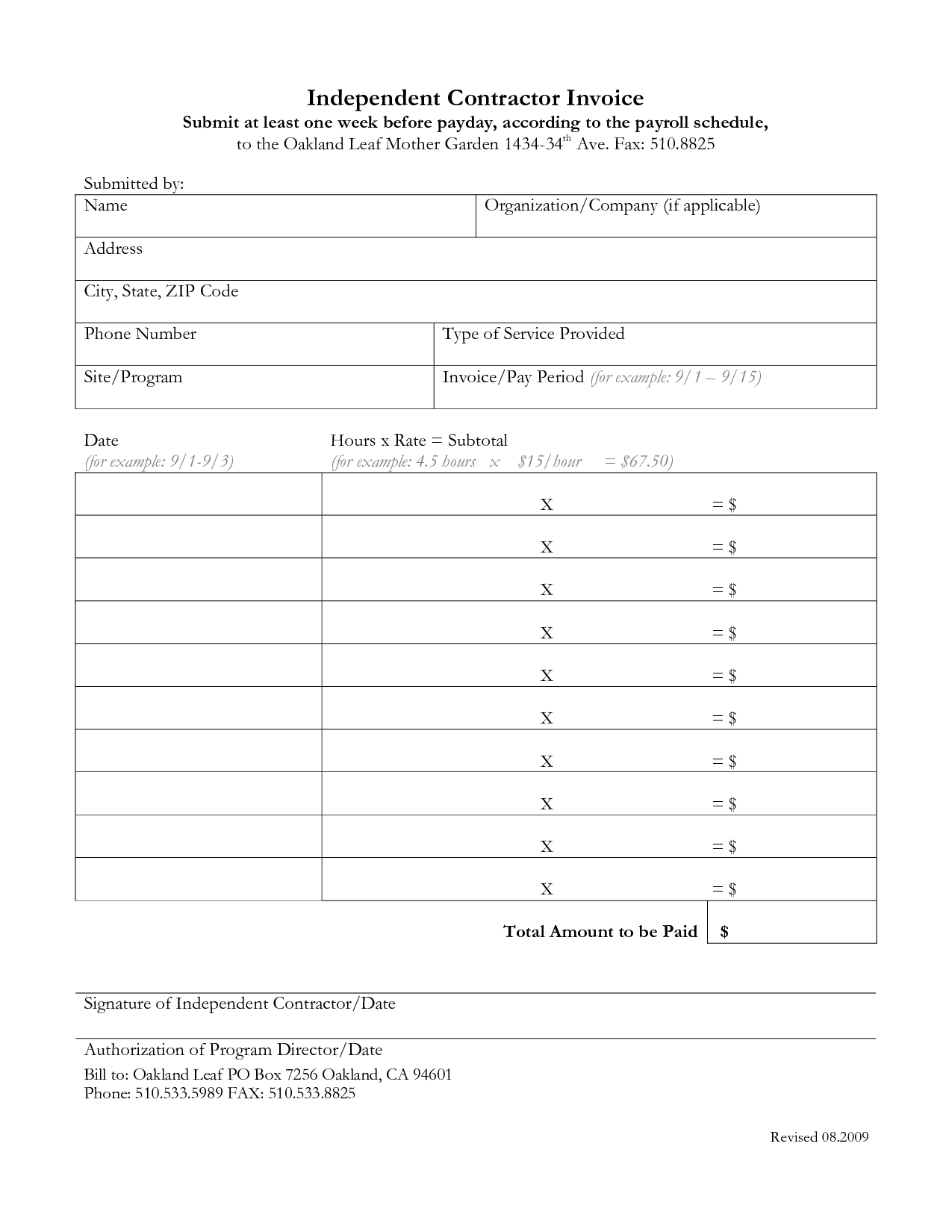 Independent Contractor Invoice Format Template Excel Free / Hsbcu