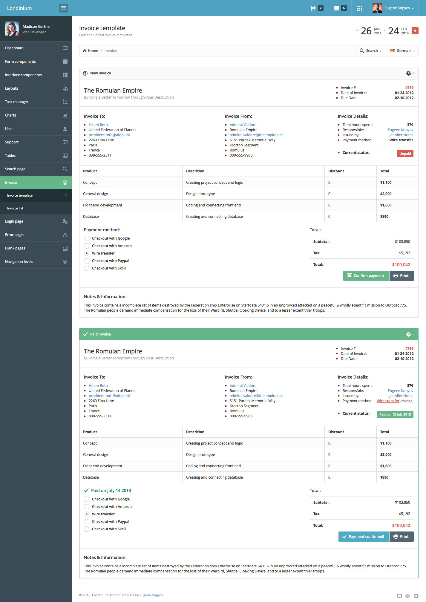 Invoice Template Bootstrap invoice example