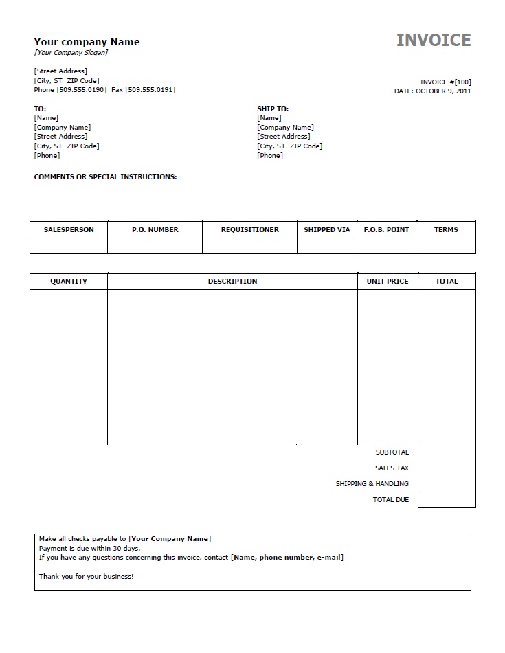 Free Sample Invoice Form | invoice template as pdf download Free Sample Invoice Form | invoice template as pdf download