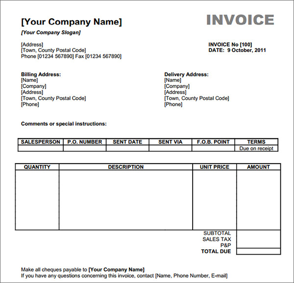 Blank Invoice Template 30+ Documents in Word, Excel, PDF