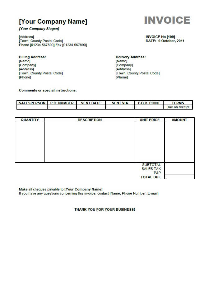 Free Invoice Template Downloads | docx preview invoice 