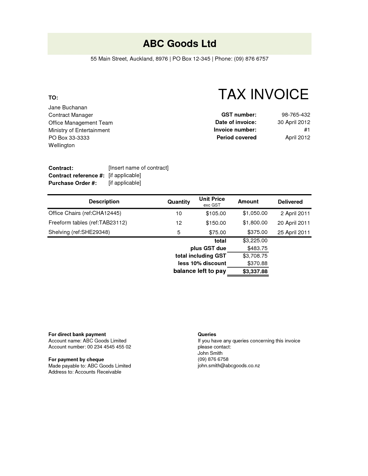 Tax Invoice Template Nz Invoice Template 2017