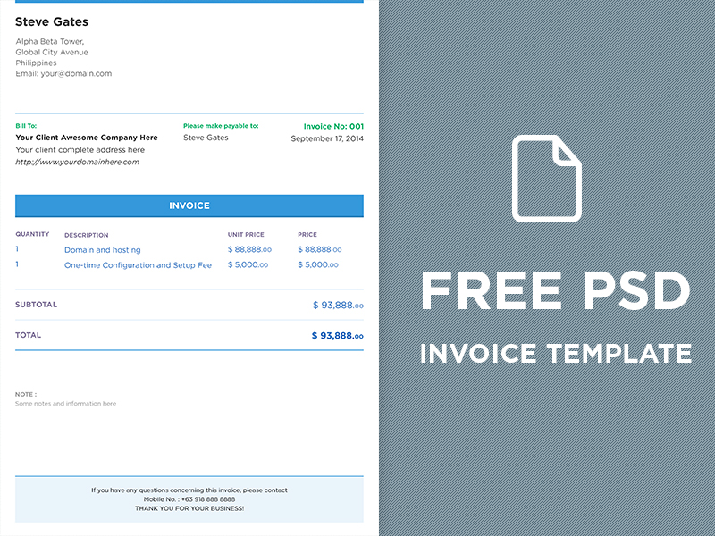 FREE PSD Invoice Template by DesignMNL Studio Dribbble