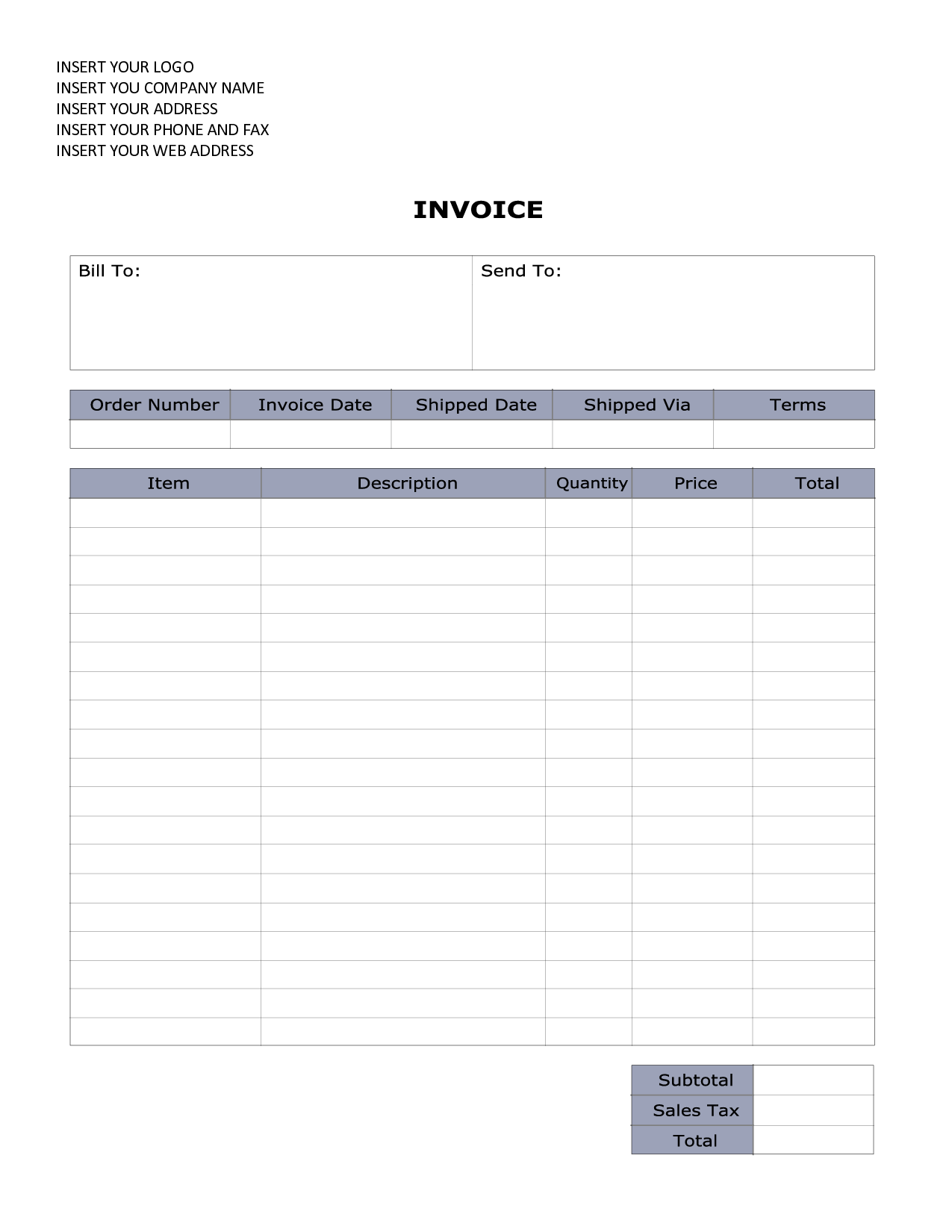 Microsoft Invoices Templates Free