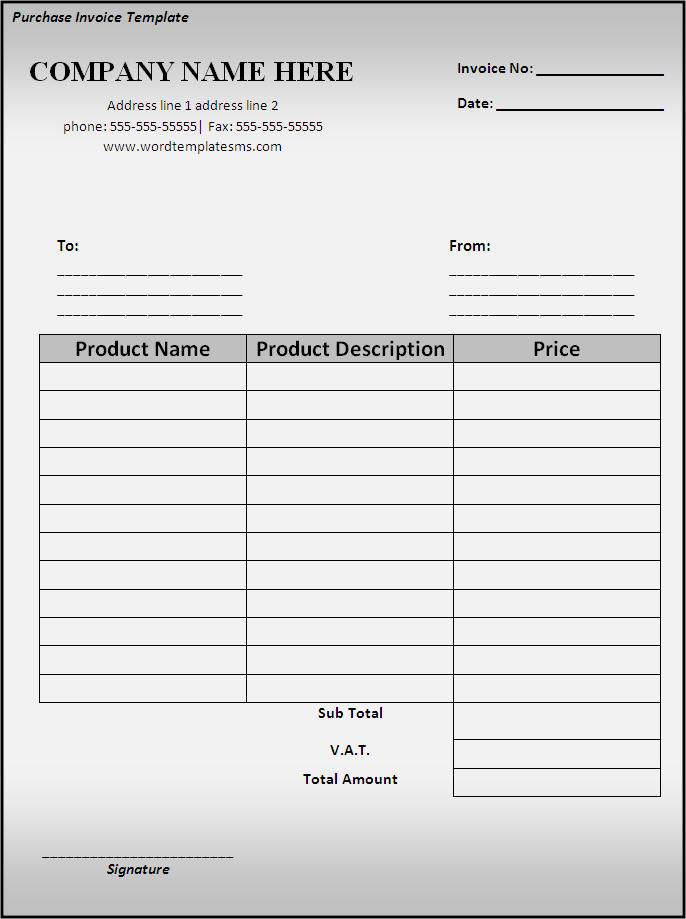 Free Printable Invoice Template Microsoft Word