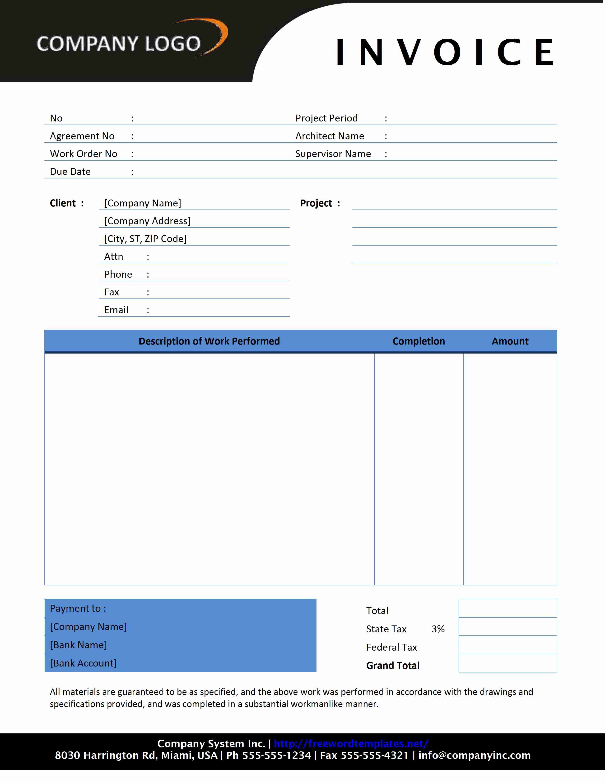 Word Doc Invoice Template Letter W Template